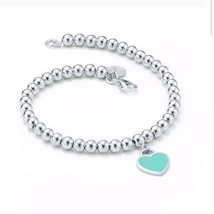 Tiffany Blue Heart Tag Bead Bracelet